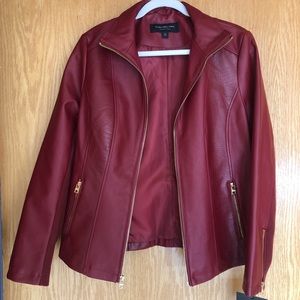 Red Andrew Marc Faux Leather Jacket